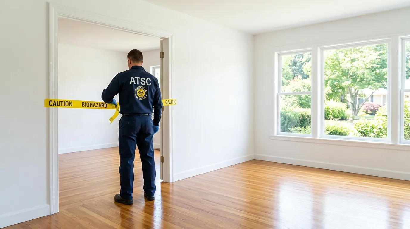 Certified biohazard cleanup crew performing Decomposition Cleanup in Roselle